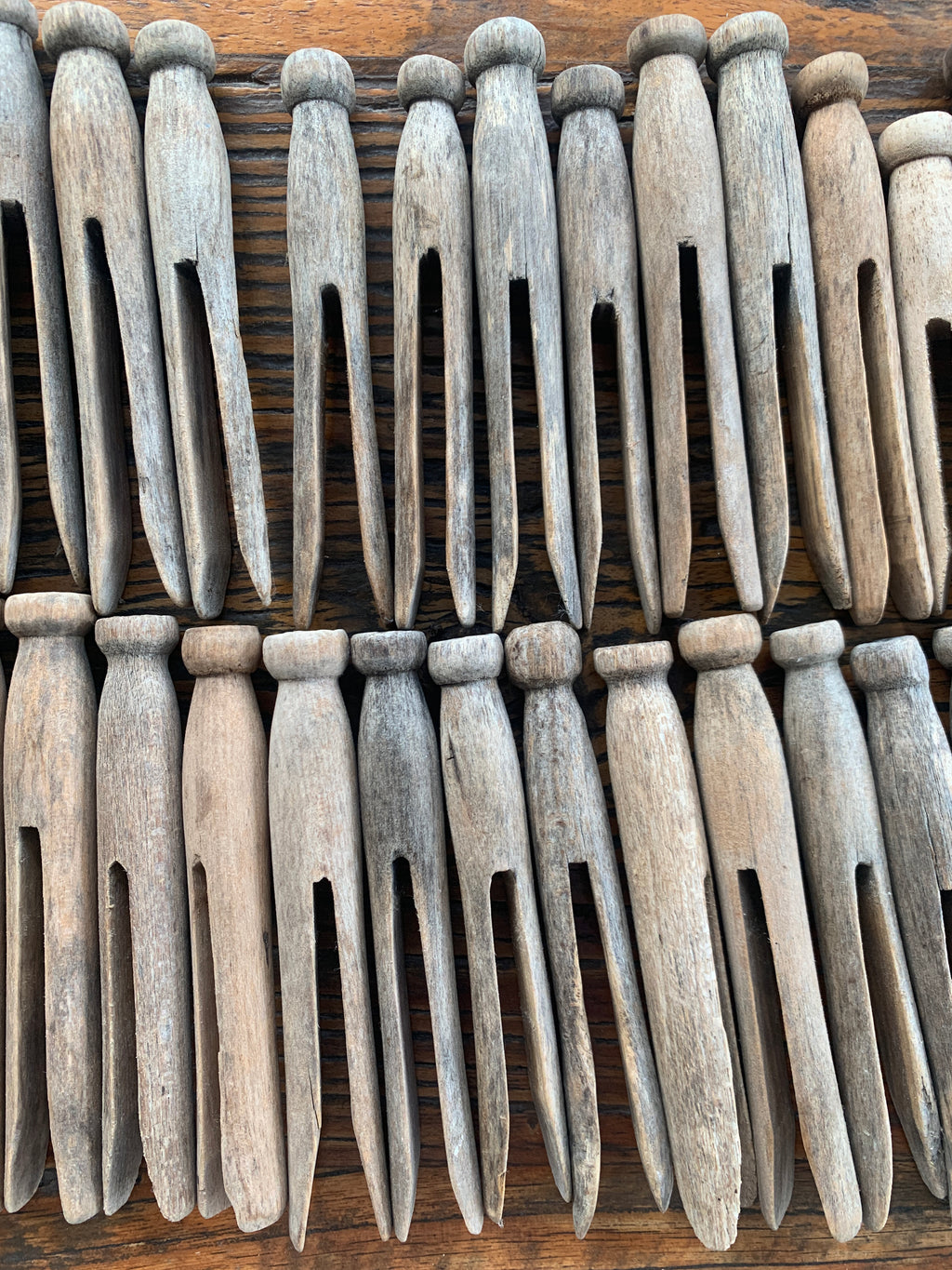 Vintage Wooden Clothes Pegs - Rustic Laundry & Sustainable Homewares