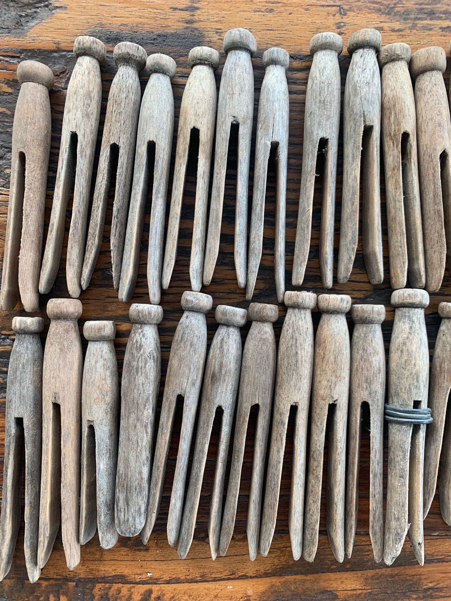 Vintage Wooden Clothes Pegs - Rustic Laundry & Sustainable Homewares