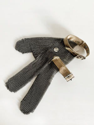 Vintage Industrial Chainmail Glove — Rare Mid-Century Safety Artifact