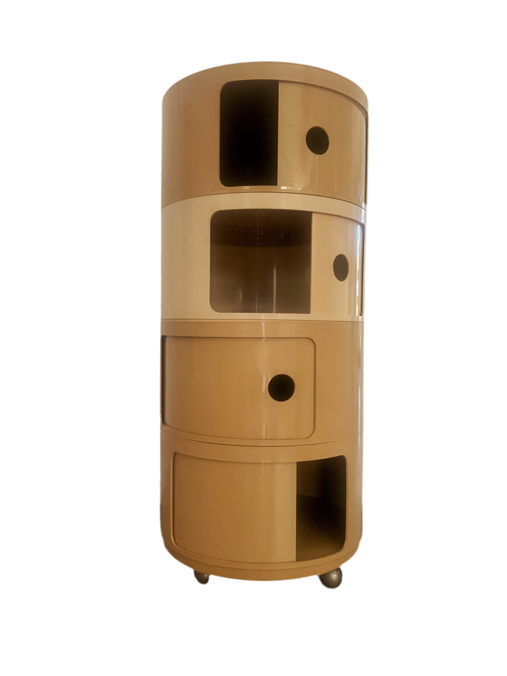Vintage Kartell Componibili 4-Tier Storage Unit on Original Casters – Caramel Patina