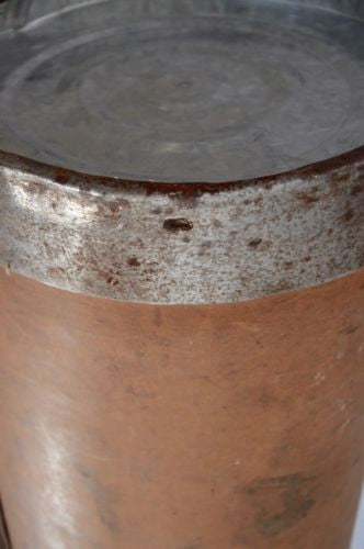 vintage industrial CZECH metal reinforced textile storage bin holder cylinder