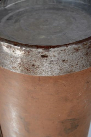 vintage industrial CZECH metal reinforced textile storage bin holder cylinder