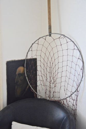 antique vintage fishing dip landing net wall display prop