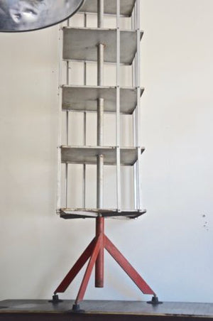 vintage industrial metal rotating book stand storage pantry display collectible