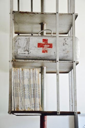 vintage industrial metal rotating book stand storage pantry display collectible