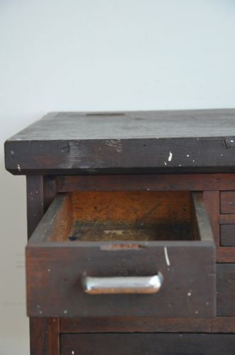 Vintage Industrial timber Engineers Chest on metal Stand