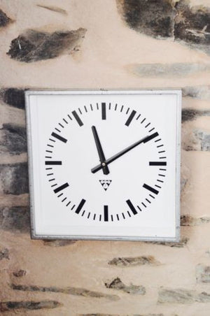 authentic vintage industrial metal railway PRAGOTRON Czech clock