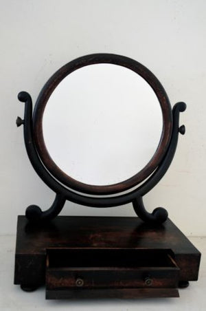 Genuine English Antique Georgian 18th Century single drawer toilet mirror
