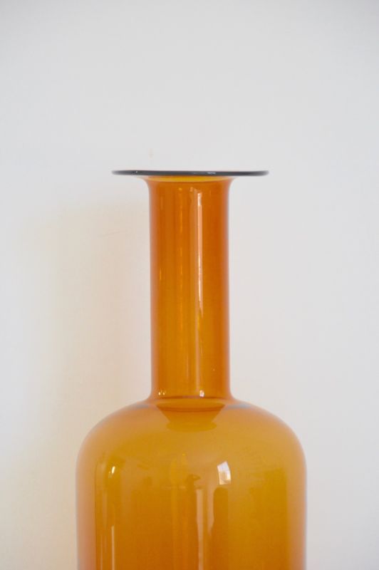 Otto Brauer for HOLMEGAARD amber vase Gulvvase  44cm Scandinavian Art Glass