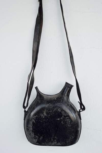 RARE ANTIQUE vintage FRENCH INDUSTRIAL metal MILITARY water vessel flask canteen