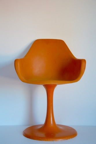 Vintage ORANGE Designer KNOLL EERO SAARINEN STYLE fibreglass tulip chair