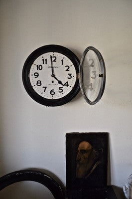 EARLY 20th C antique vintage wind up RAILWAY / SCHOOL clock SCIENTIFIC 