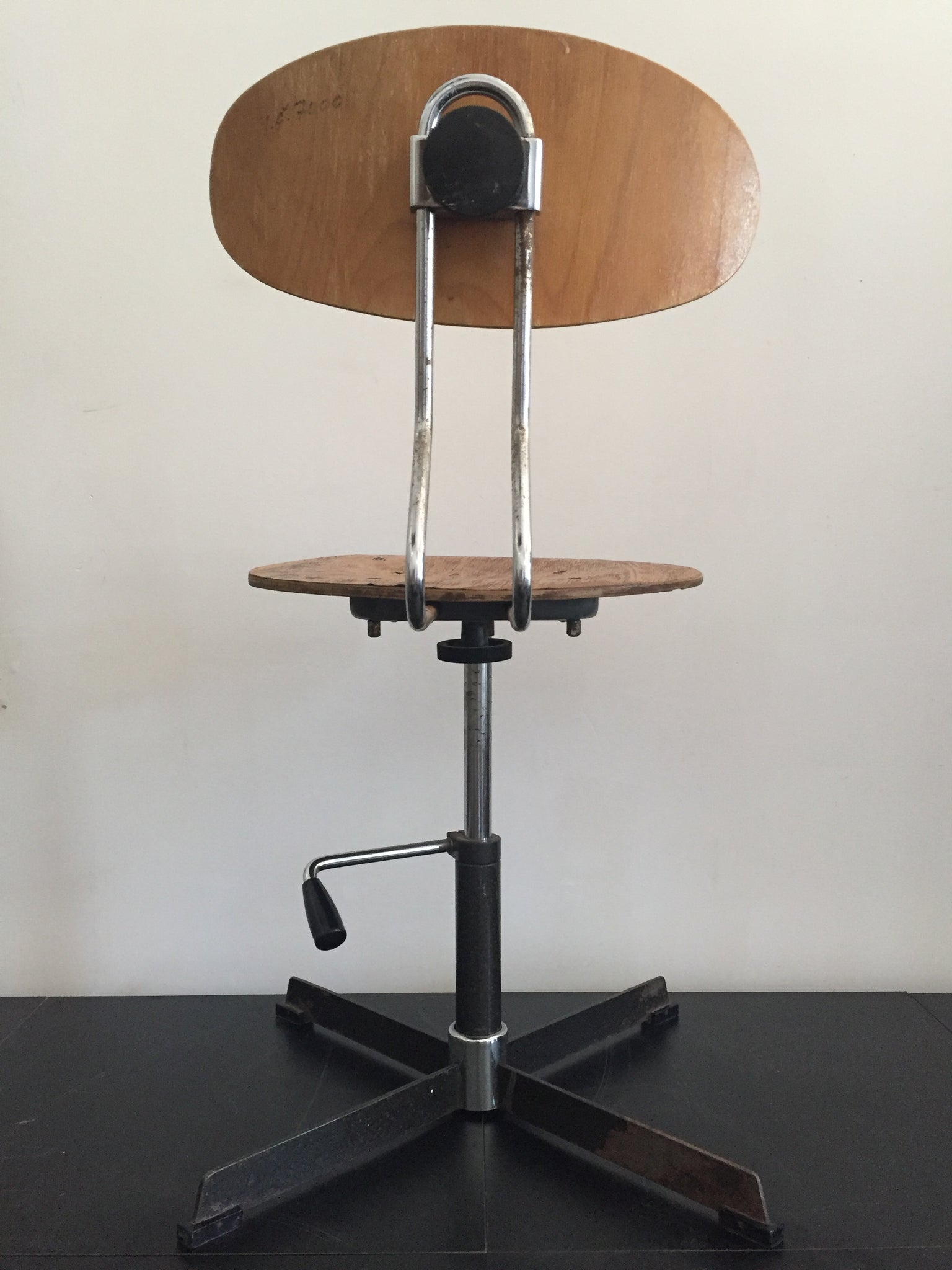 Vintage Industrial Adjustable Swivel Warehouse Factory Chair