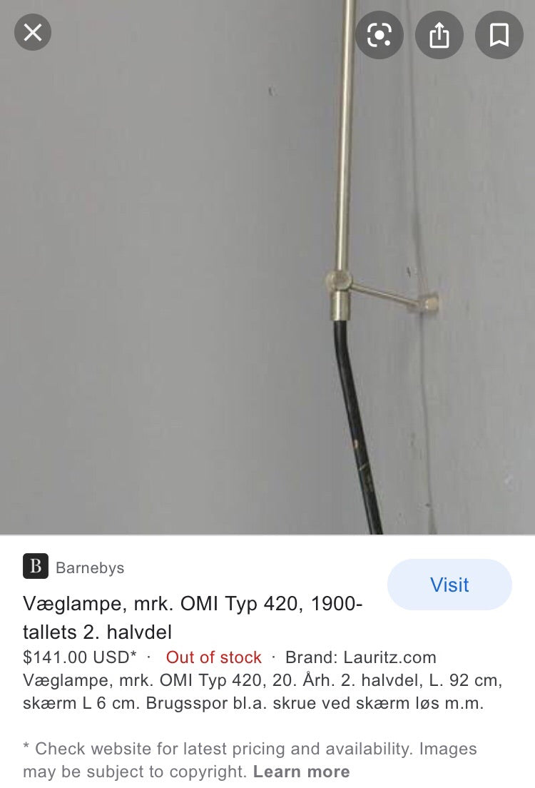 Vintage Danish Floor Lamp OMI TYP 420