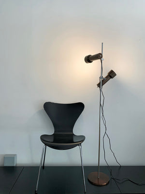 MID CENTURY MODERN TWIN SHADE ADJUSTABLE FLOOR STANDING LAMP