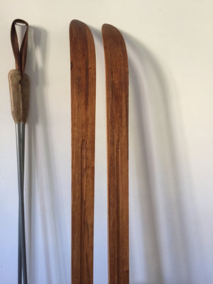 Vintage Collectible Danish Wooden Snow Skis