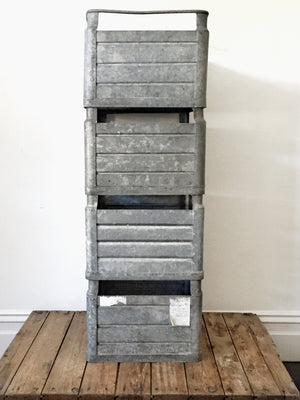 Stackable vintage metal storage bins