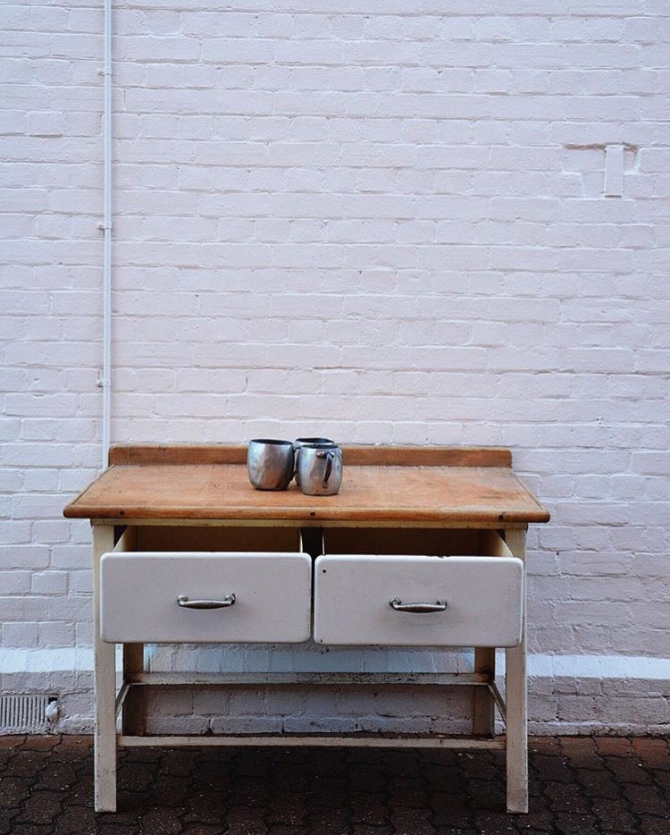 Antique kitchen bench with drawers