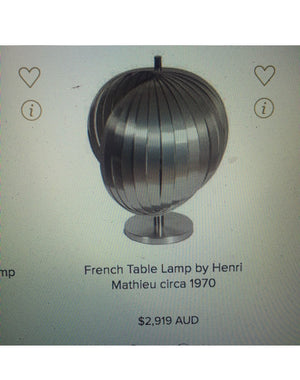 Vintage French Henri Mathieu table lamp circa 1970