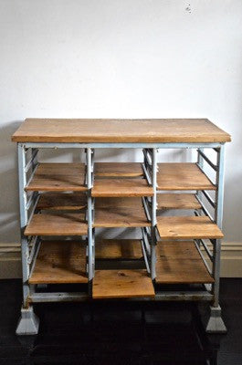 vintage industrial Dutch open counter adjustable storage unit cabinet shelving